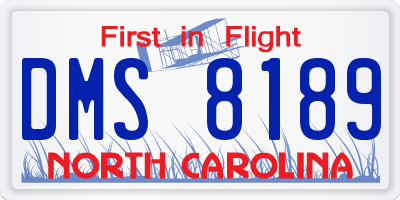 NC license plate DMS8189