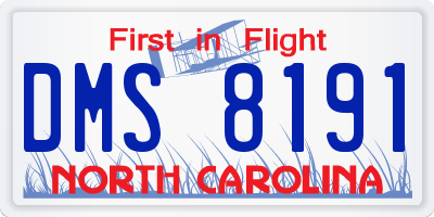 NC license plate DMS8191