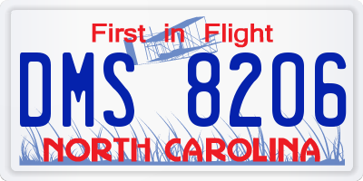 NC license plate DMS8206