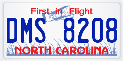 NC license plate DMS8208