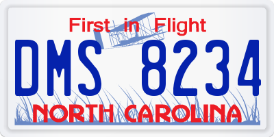 NC license plate DMS8234