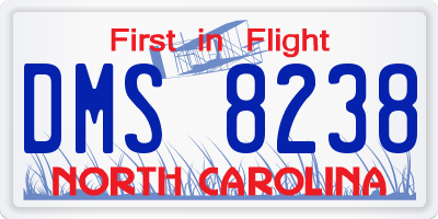 NC license plate DMS8238