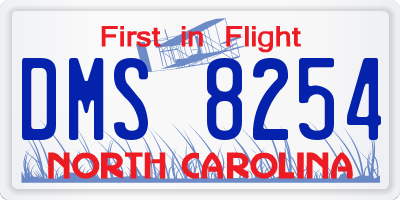 NC license plate DMS8254