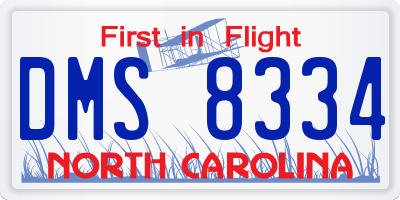 NC license plate DMS8334