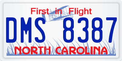 NC license plate DMS8387