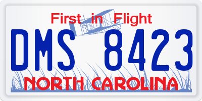 NC license plate DMS8423