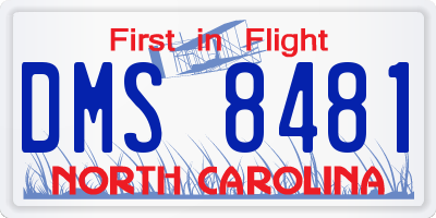 NC license plate DMS8481