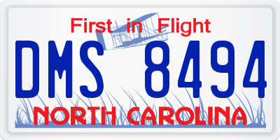 NC license plate DMS8494