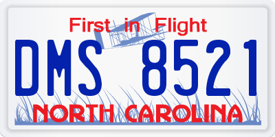 NC license plate DMS8521