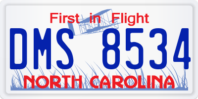 NC license plate DMS8534