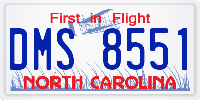 NC license plate DMS8551