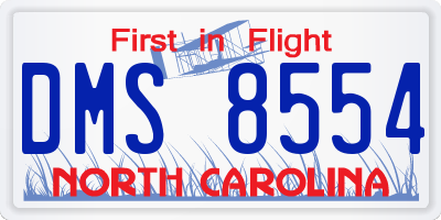 NC license plate DMS8554