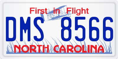 NC license plate DMS8566