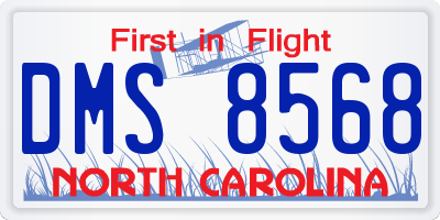 NC license plate DMS8568