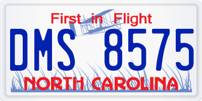 NC license plate DMS8575