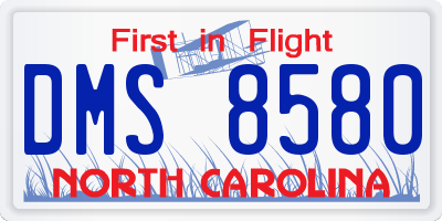 NC license plate DMS8580