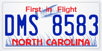 NC license plate DMS8583