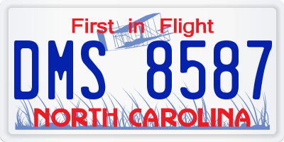 NC license plate DMS8587