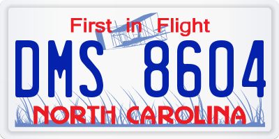 NC license plate DMS8604