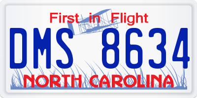 NC license plate DMS8634