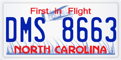 NC license plate DMS8663
