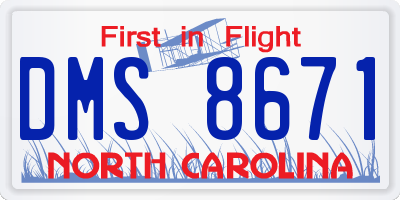 NC license plate DMS8671