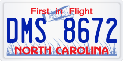 NC license plate DMS8672