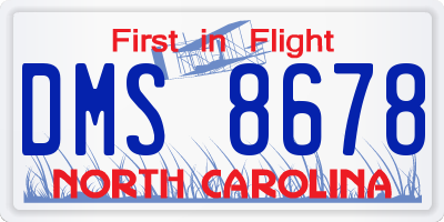 NC license plate DMS8678