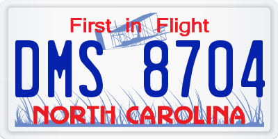 NC license plate DMS8704