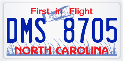 NC license plate DMS8705