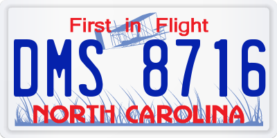 NC license plate DMS8716