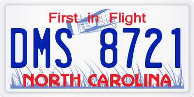 NC license plate DMS8721