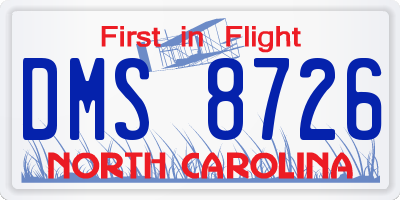 NC license plate DMS8726