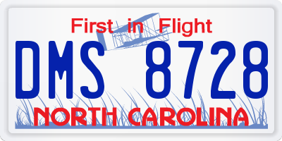 NC license plate DMS8728