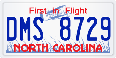 NC license plate DMS8729