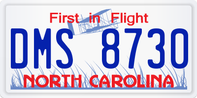 NC license plate DMS8730