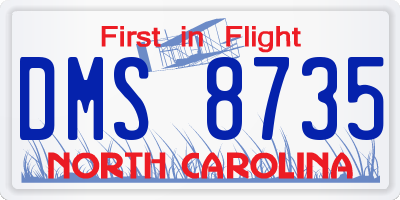 NC license plate DMS8735