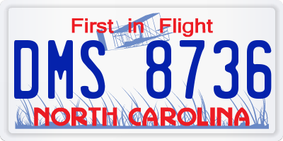 NC license plate DMS8736