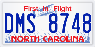 NC license plate DMS8748
