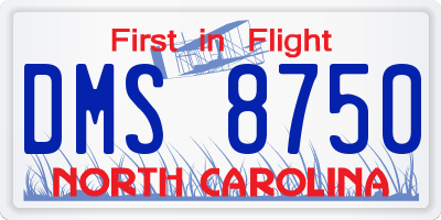 NC license plate DMS8750