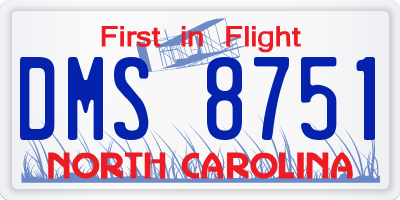 NC license plate DMS8751