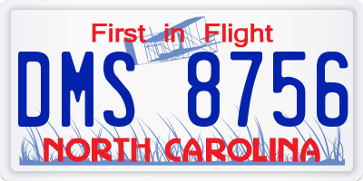 NC license plate DMS8756