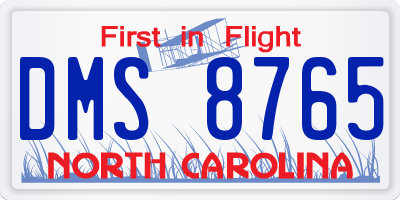 NC license plate DMS8765