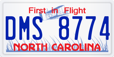 NC license plate DMS8774