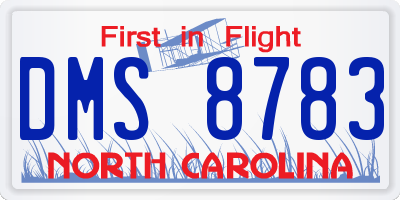 NC license plate DMS8783
