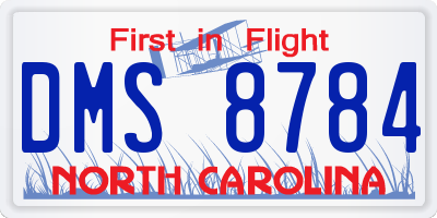 NC license plate DMS8784