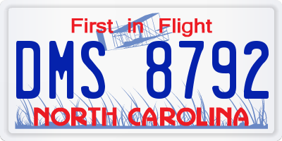 NC license plate DMS8792