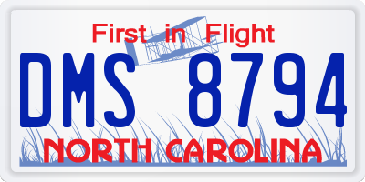 NC license plate DMS8794