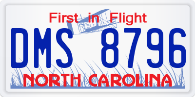 NC license plate DMS8796