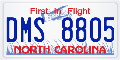 NC license plate DMS8805